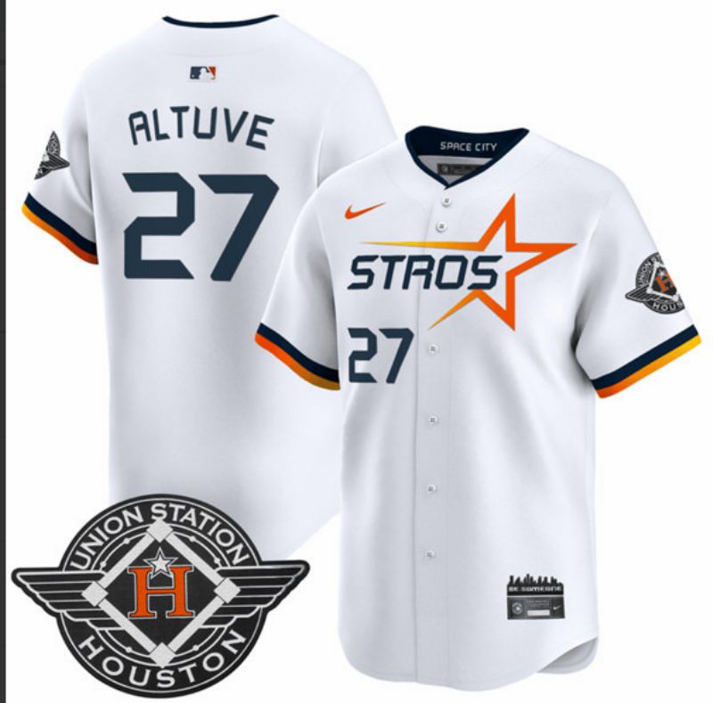 Men Houston Astros #27 Altuve White Three generations Joint Name 2025 Nike MLB Jersey style 1->houston astros->MLB Jersey
